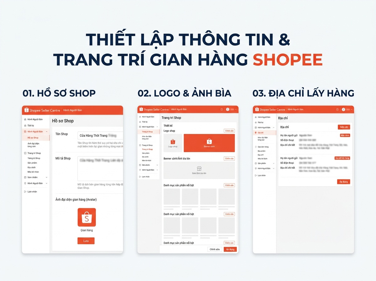 Thiết lập thông tin và trang trí gian hàng