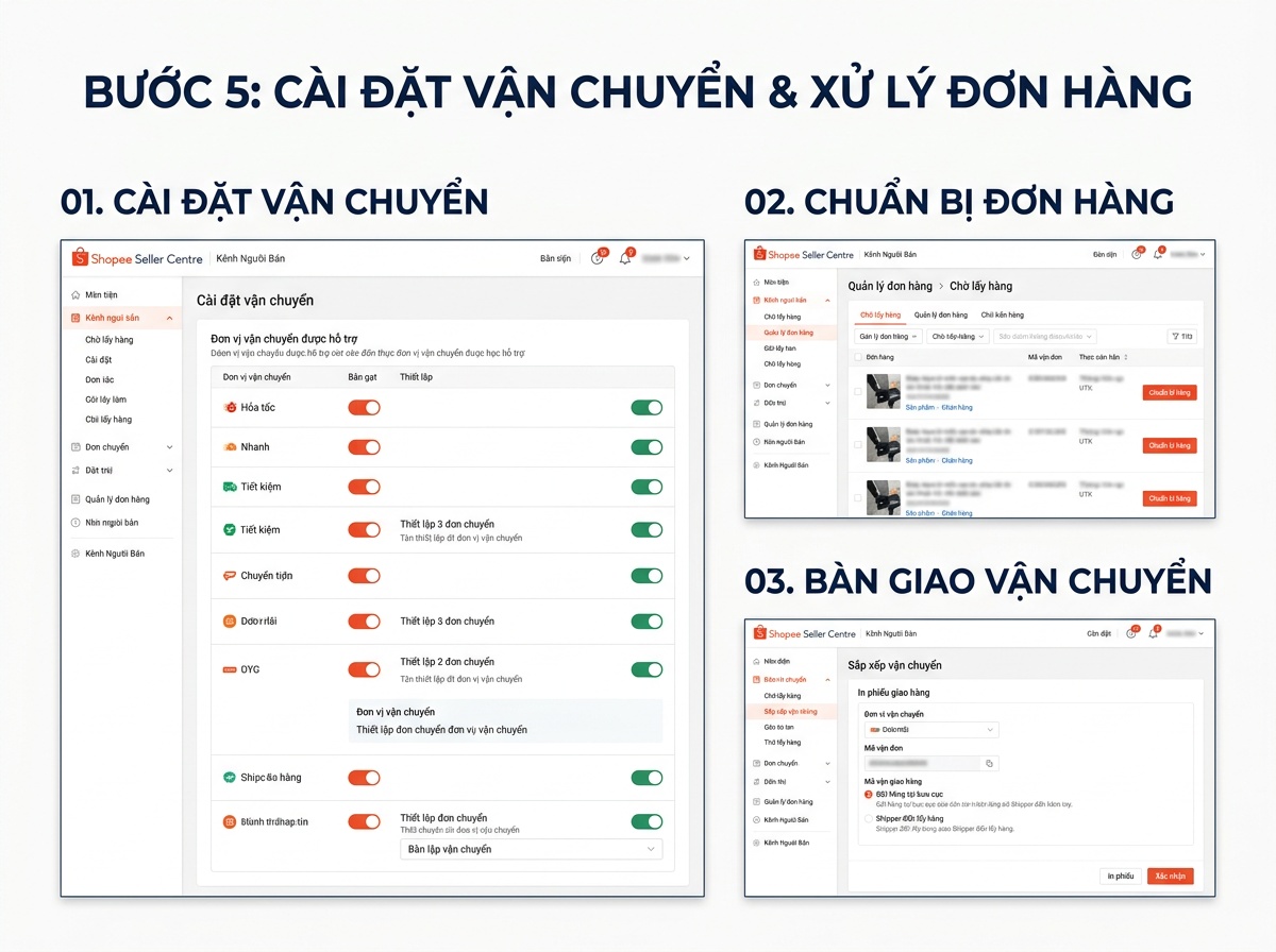 Cài đặt vận chuyển và xử lý đơn hàng