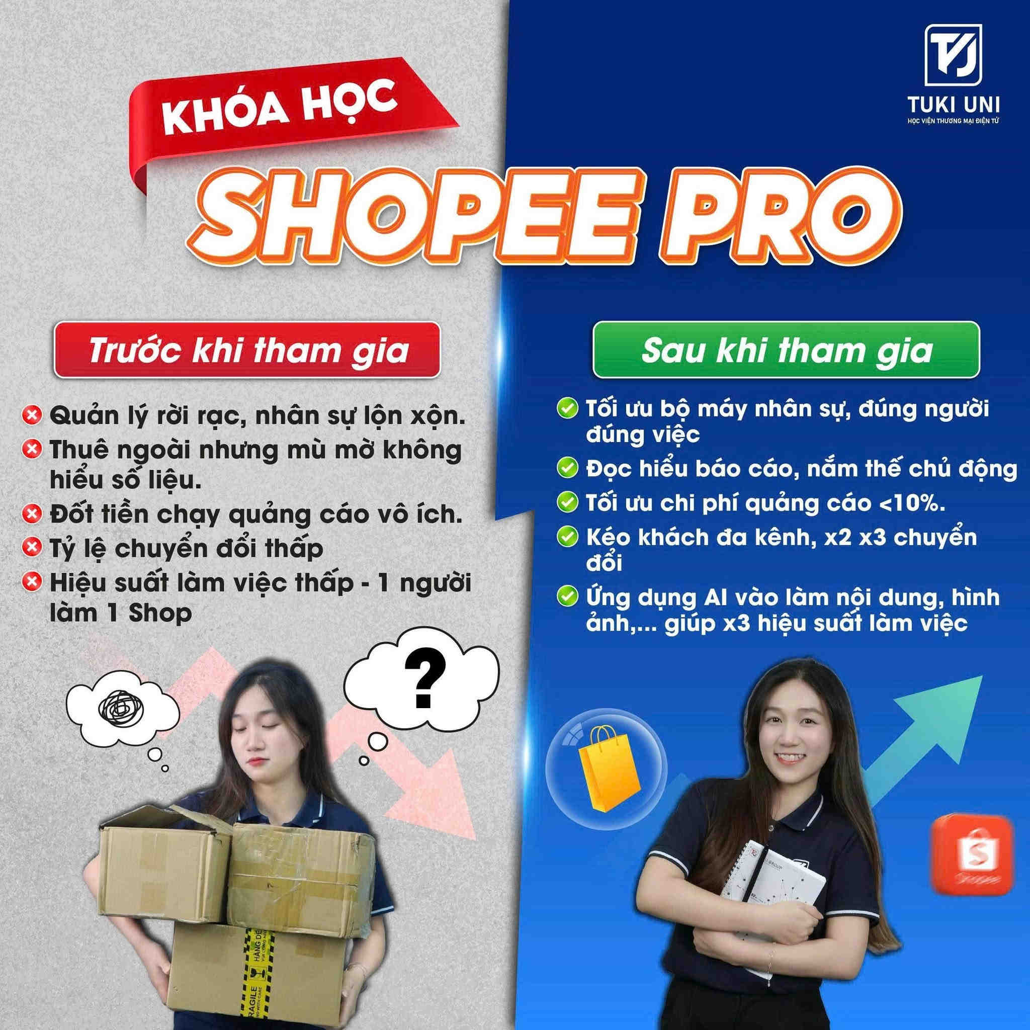 Giá trị trước và sau khi học được từ khóa học Shopee Pro của Tuki Uni