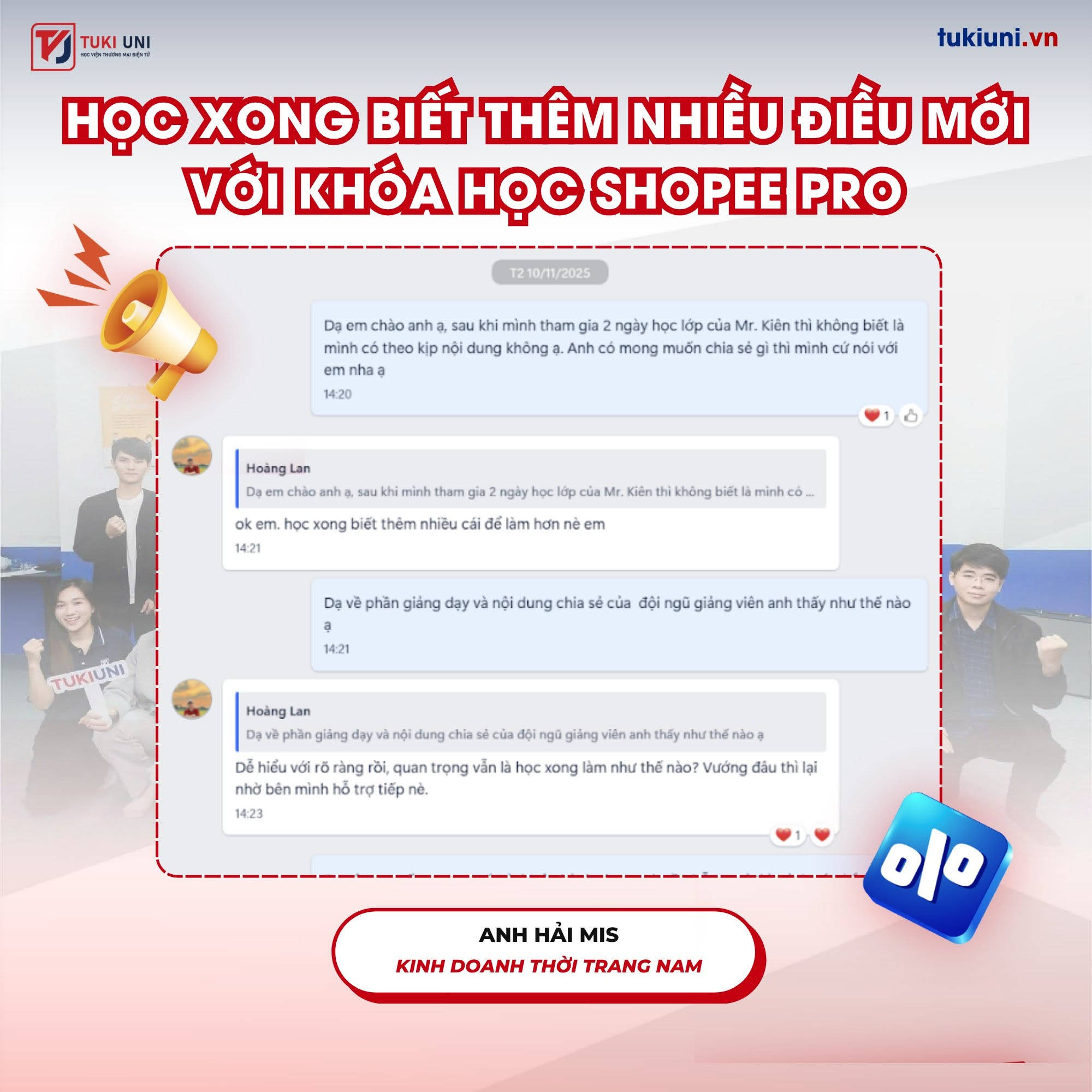 Phản hồi học viên sau khi tham gia khóa học Shopee Pro của Tuki Uni 6